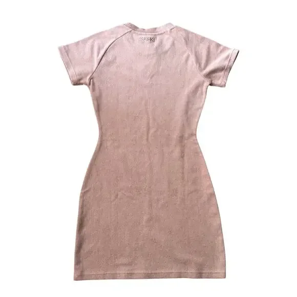 Saski Pink Blush Sweetheart Cut Out Terry Cloth Mini Dress Size XS NWOT - Picture 8 of 12